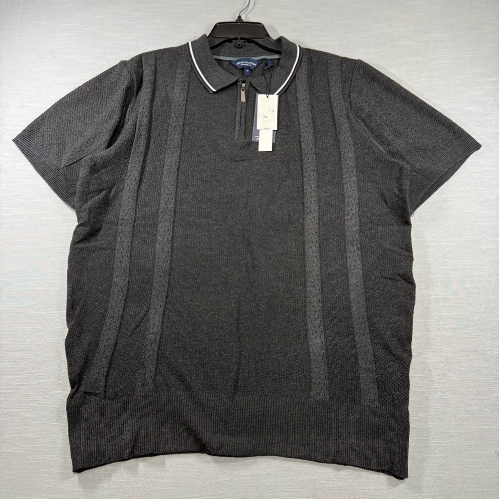 Report Collection Cashmere Touch Men's L Polo Stretch Extensible Zipper NWT Gray